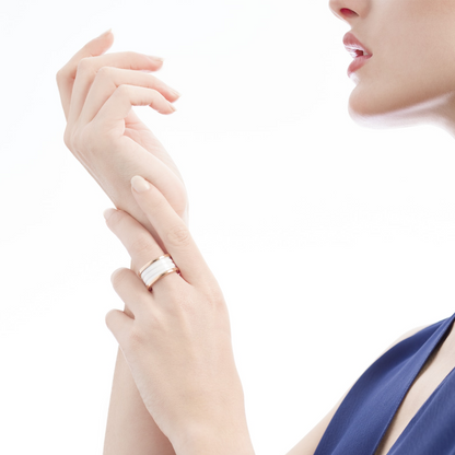 [Rose Jewellery]ZERO 1 FOUR-BAND LOOPS AND WHITE CERAMIC SPIRAL PINK GOLD RING