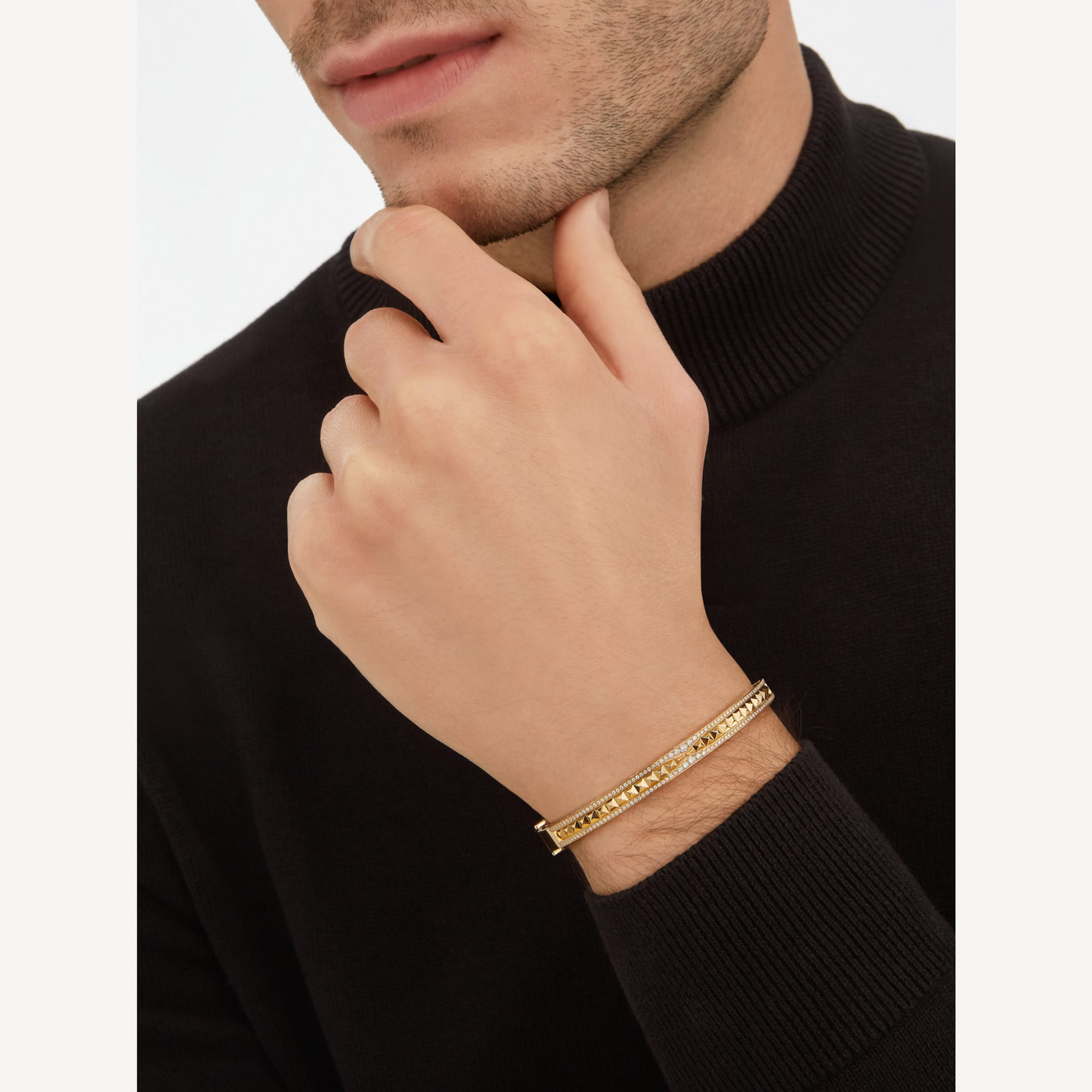 [Rose Jewellery]ZERO 1 SPIRAL AND PAVED DIAMOND GOLD BRACELET