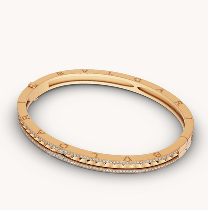 [Rose Jewellery]ZERO 1 SPIRAL AND PAVED DIAMOND GOLD BRACELET