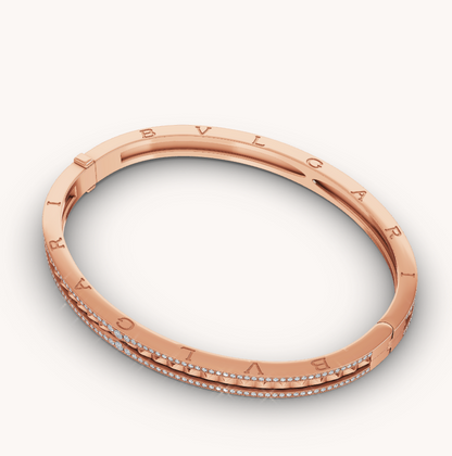 [Rose Jewellery]ZERO 1 SPIRAL AND PAVED DIAMOND PINK GOLD BRACELET