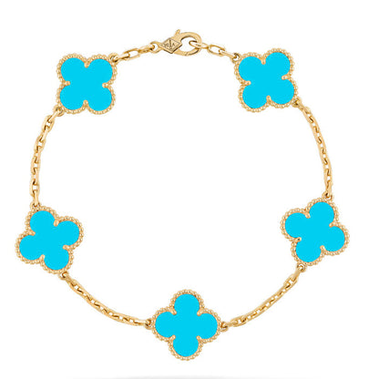 [Rose Jewellery]CLOVER 5 MOTIFS TURQUOISE BRACELET