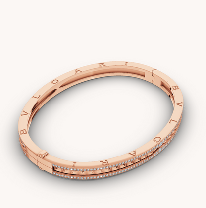 [Rose Jewellery]ZERO 1 SPIRAL AND PAVED DIAMOND PINK GOLD BRACELET