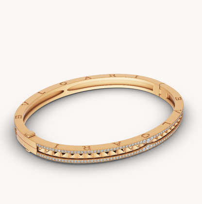 [Rose Jewellery]ZERO 1 SPIRAL AND PAVED DIAMOND GOLD BRACELET