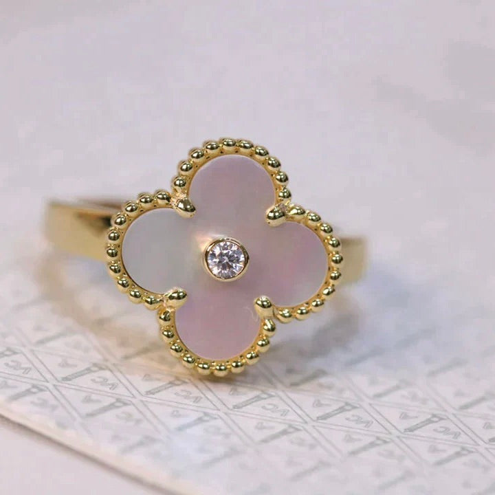 [Rose Jewellery]CLOVER PINK MOP RING GOLD DIAMOND