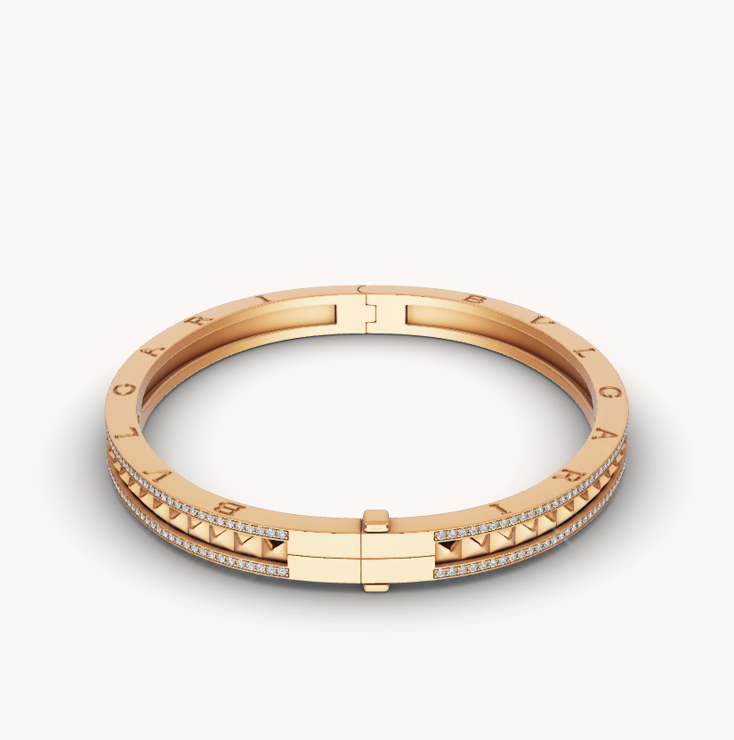 [Rose Jewellery]ZERO 1 SPIRAL AND PAVED DIAMOND GOLD BRACELET