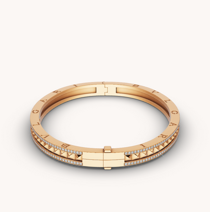 [Rose Jewellery]ZERO 1 SPIRAL AND PAVED DIAMOND GOLD BRACELET