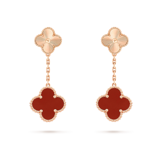 [Rose Jewellery]CLOVER 2 MOTIF  LASER CARNELIAN EARRINGS