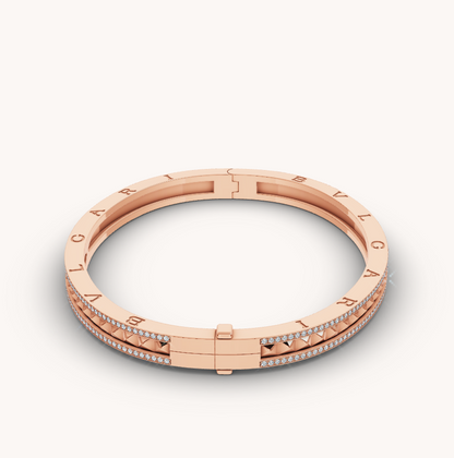 [Rose Jewellery]ZERO 1 SPIRAL AND PAVED DIAMOND PINK GOLD BRACELET