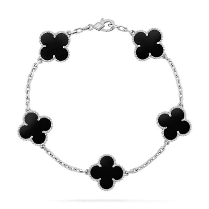 [Rose Jewellery]CLOVER 5 MOTIF ONYXS  BRACELET SILVER