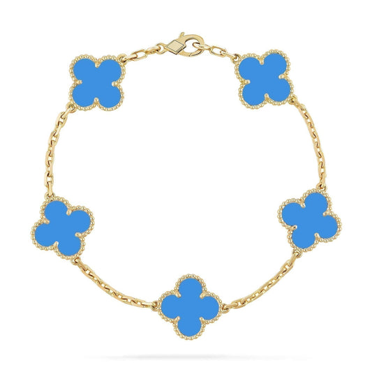 [Rose Jewellery]CLOVER 5 MOTIFS BLUE AGATE BRACELET