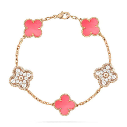 [Rose Jewellery]CLOVER 5 MOTIF DIAMOND PINK MOP PINK GOLD BRACELET