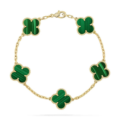 [Rose Jewellery]CLOVER 5 MOTIFS MALACHITE BRACELET