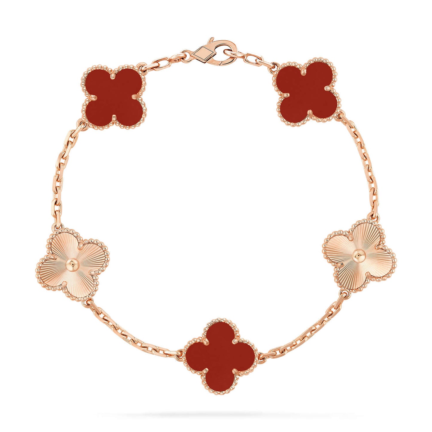 [Rose Jewellery]CLOVER  5 MOTIFS CARNELIAN GOLD BRACELET