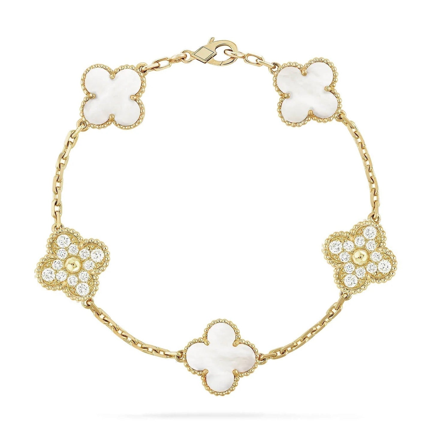 [Rose Jewellery]CLOVER BRACELET 5 MOTIF WHITE MOP DIAMOND