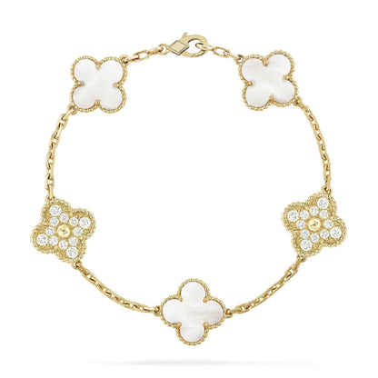 [Rose Jewellery]CLOVER BRACELET 5 MOTIF WHITE MOP DIAMOND