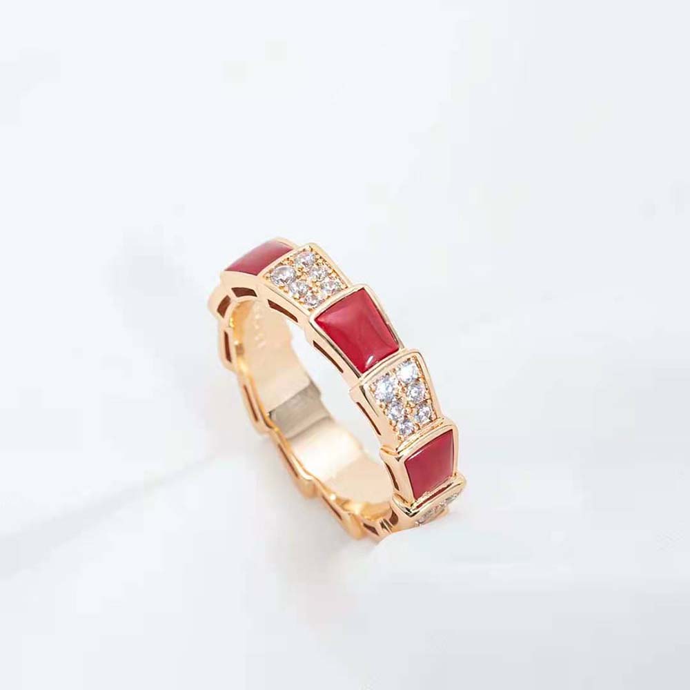 [Rose Jewellery]SERPENTI RING PINK GOLD CARNELIAN DIAMOND PAVED 4MM