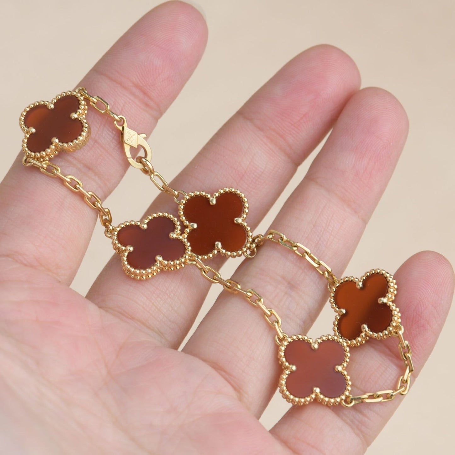 [Rose Jewellery]CLOVER 5 MOTIFS RED AGATE  BRACELET