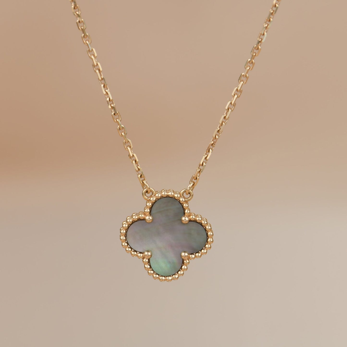 [Rose Jewellery]CLOVER 15MM  GRAY MOTHER OF PEARL NECKLACE