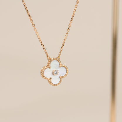 [Rose Jewellery]CLOVER 15MM DIAMOND WHITE FRITILLARIA NECKLACE