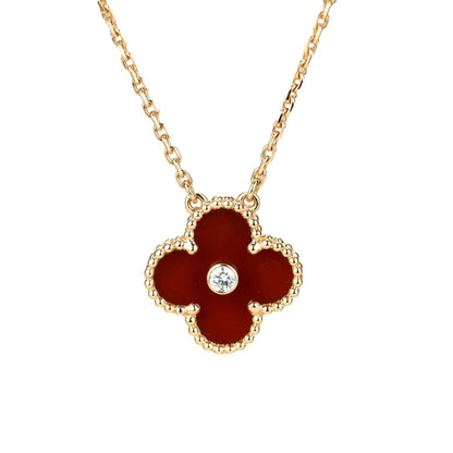 [Rose Jewellery]CLOVER 15MM DIAMOND CARNELIAN NECKLACE