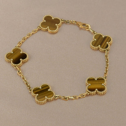 [Rose Jewellery]CLOVER  5 MOTIFS TIGER EYE BRACELET