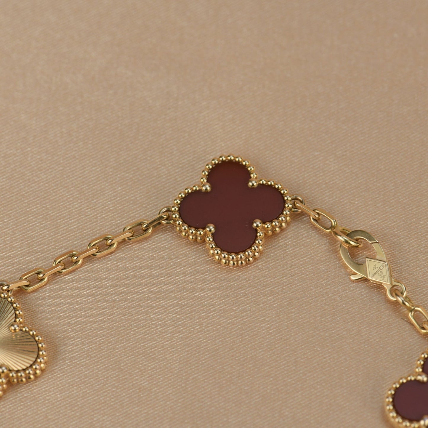 [Rose Jewellery]CLOVER  5 MOTIFS CARNELIAN GOLD BRACELET