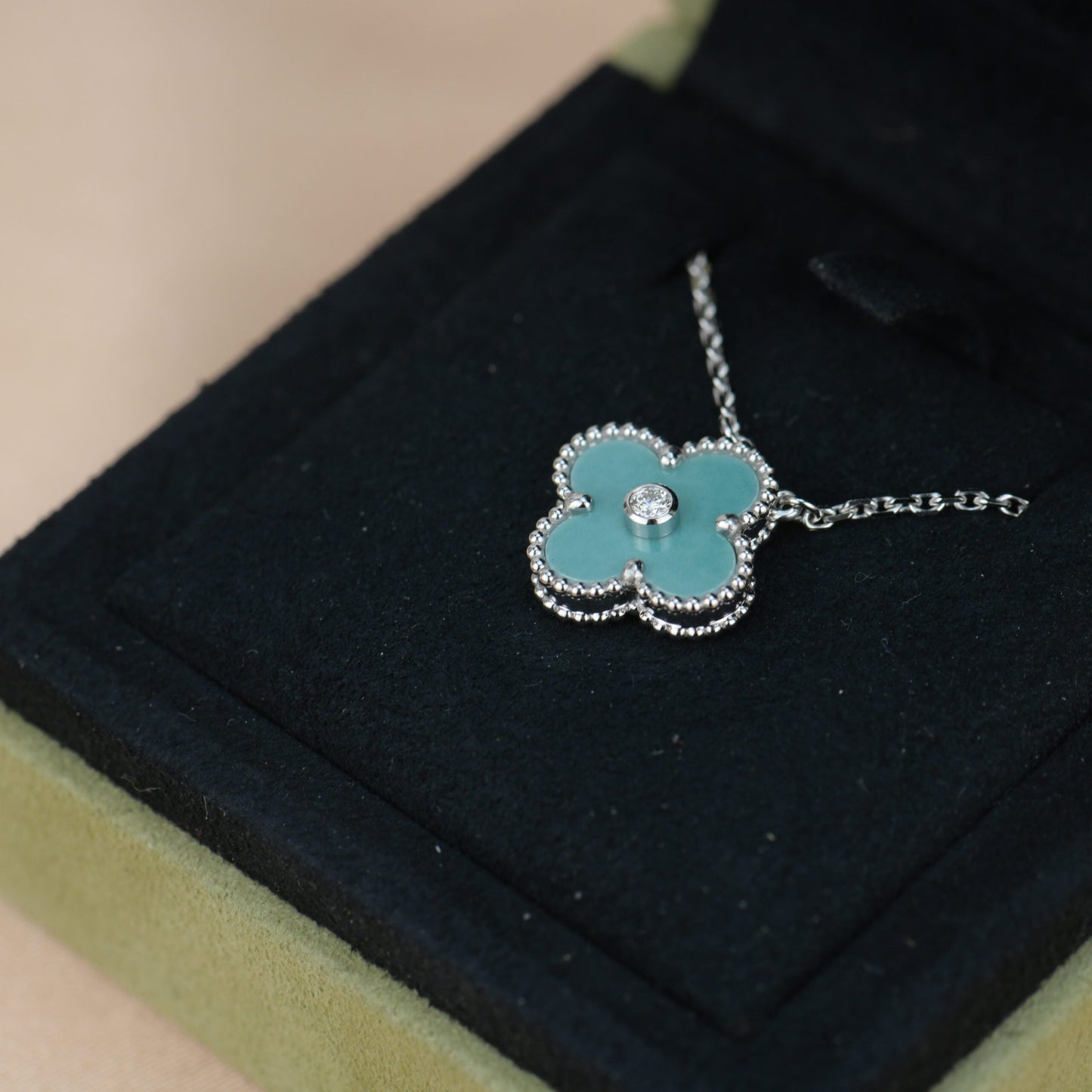 [Rose Jewellery]CLOVER 15MM DIAMOND SVRES PORCELAIN  NECKLACE SILVER