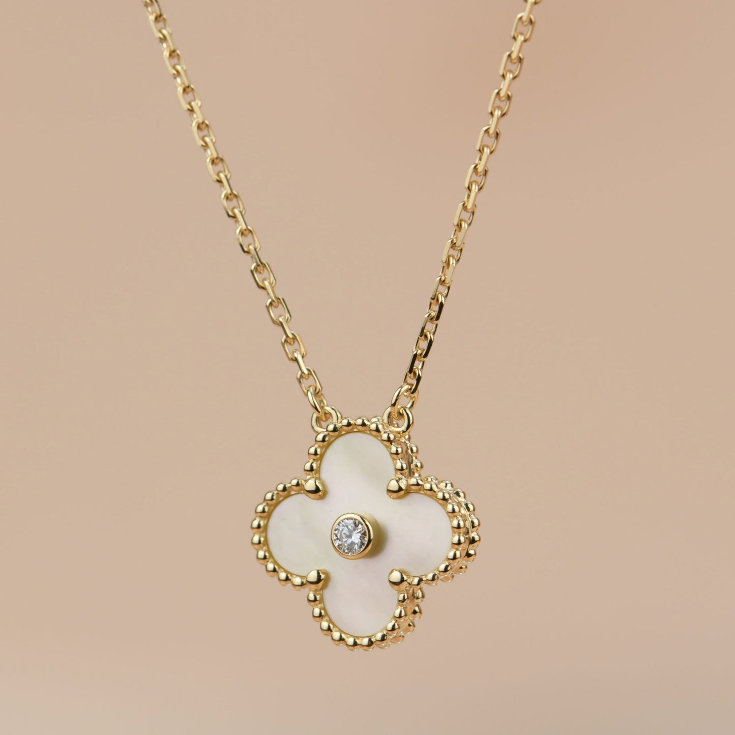 [Rose Jewellery]CLOVER 15MM DIAMOND GOLD MOTHER OF PEARL NECKLACE