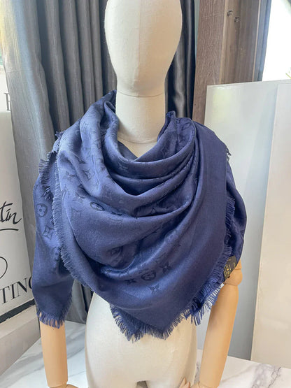 LV Monogram Stole Dark Blue Scarf