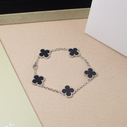 [Rose Jewellery]CLOVER 5 MOTIF ONYXS  BRACELET SILVER