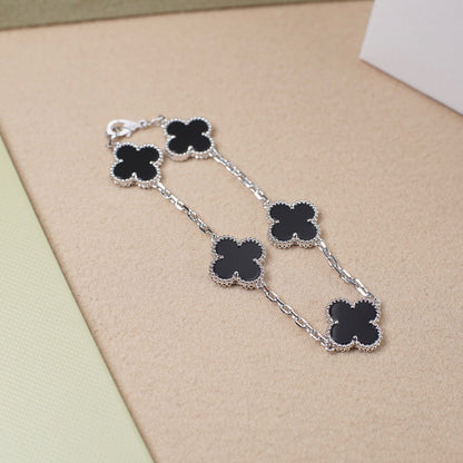 [Rose Jewellery]CLOVER 5 MOTIF ONYXS  BRACELET SILVER