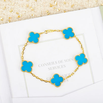 [Rose Jewellery]CLOVER 5 MOTIFS TURQUOISE BRACELET