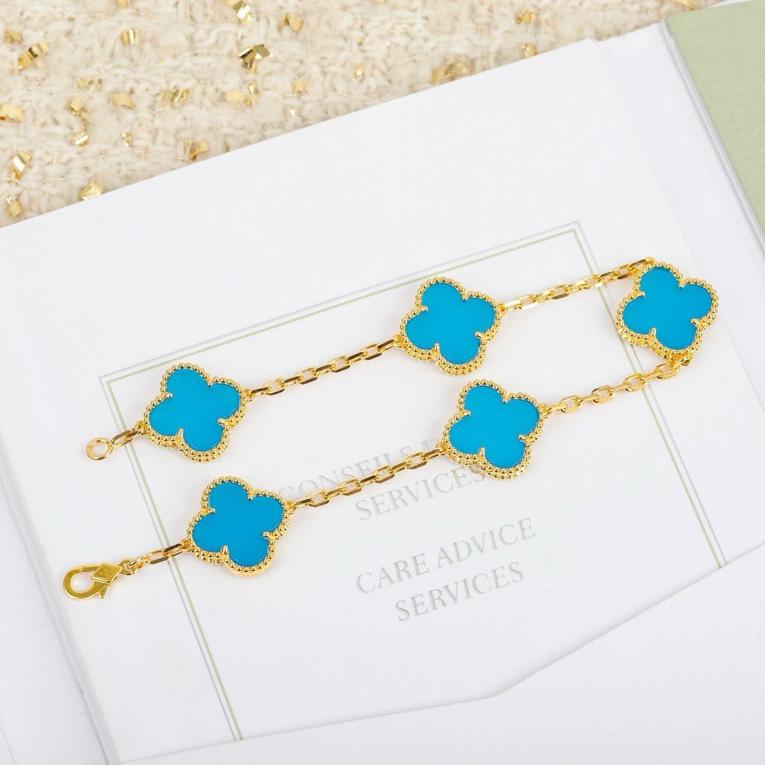 [Rose Jewellery]CLOVER 5 MOTIFS TURQUOISE BRACELET