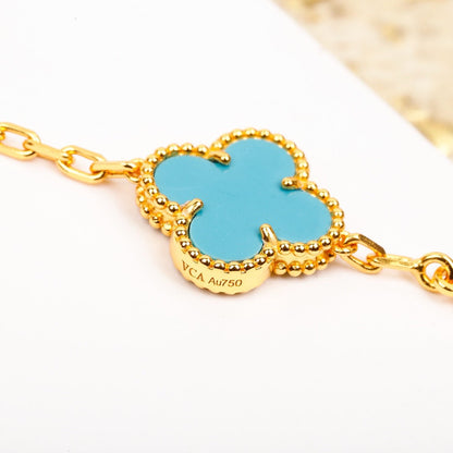 [Rose Jewellery]CLOVER 5 MOTIF TURQUOISE DIAMOND GOLD BRACELET