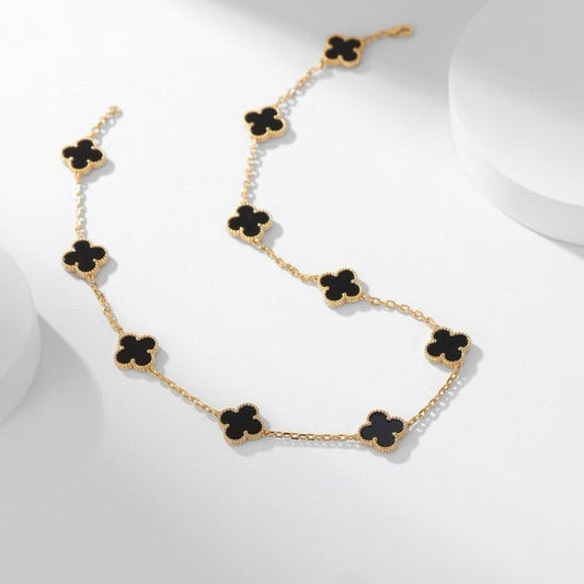 [Rose Jewellery]CLOVER 10 MOTIFS ONYX NECKLACE