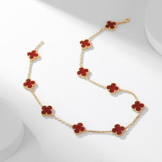 [Rose Jewellery]CLOVER 10 MOTIFS CARNELIAN NECKLACE