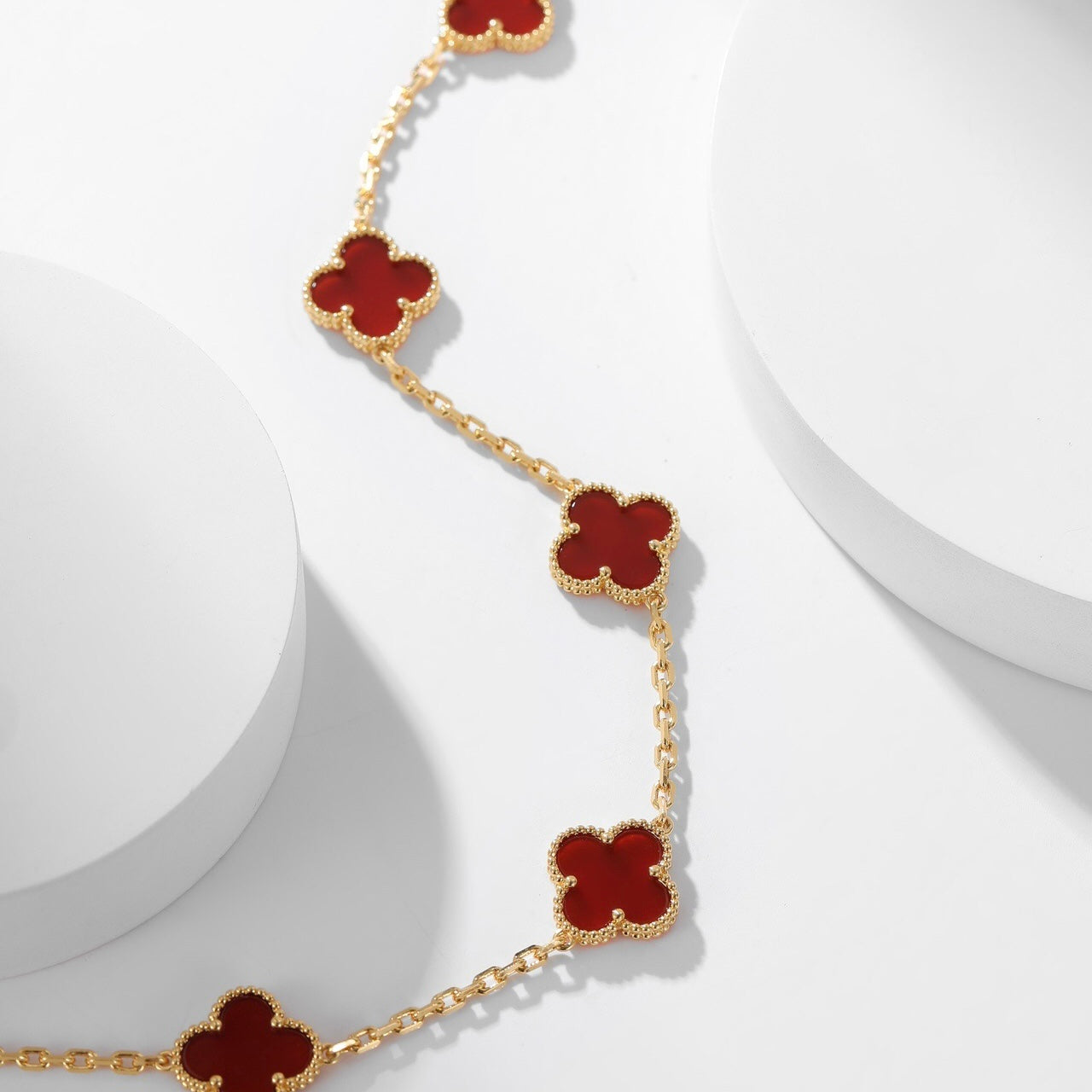 [Rose Jewellery]CLOVER 10 MOTIFS CARNELIAN NECKLACE