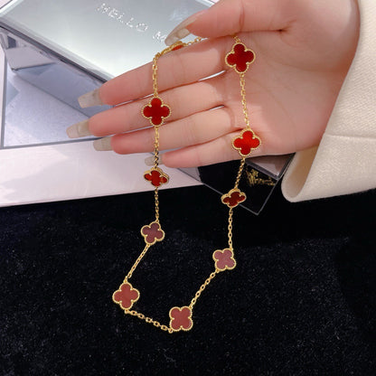 [Rose Jewellery]CLOVER 10 MOTIFS CARNELIAN NECKLACE