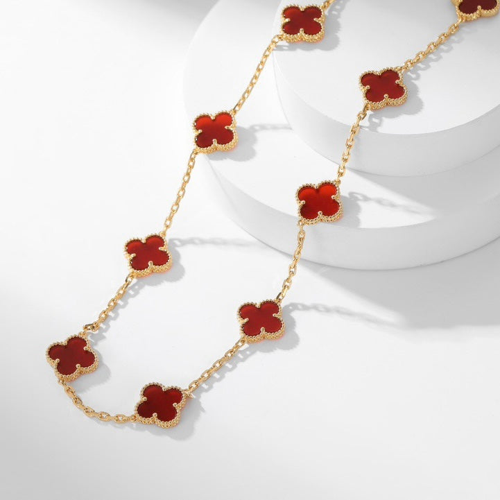 [Rose Jewellery]CLOVER 10 MOTIFS CARNELIAN NECKLACE