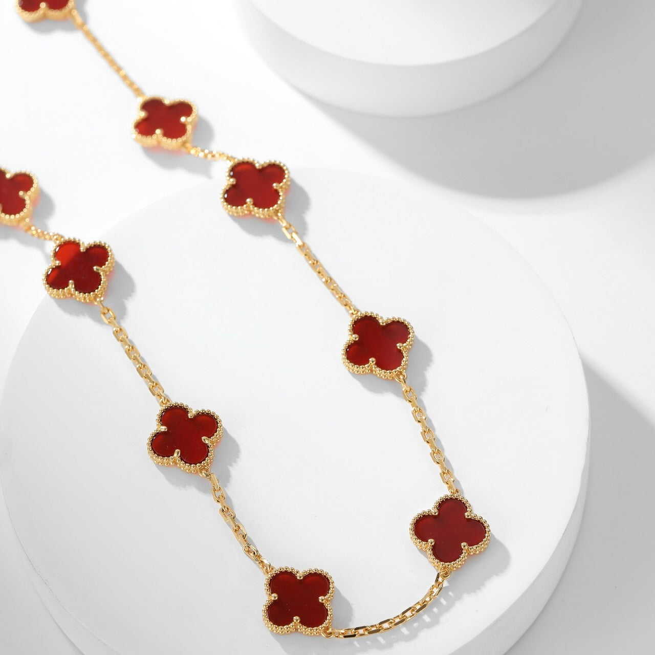 [Rose Jewellery]CLOVER 10 MOTIFS CARNELIAN NECKLACE