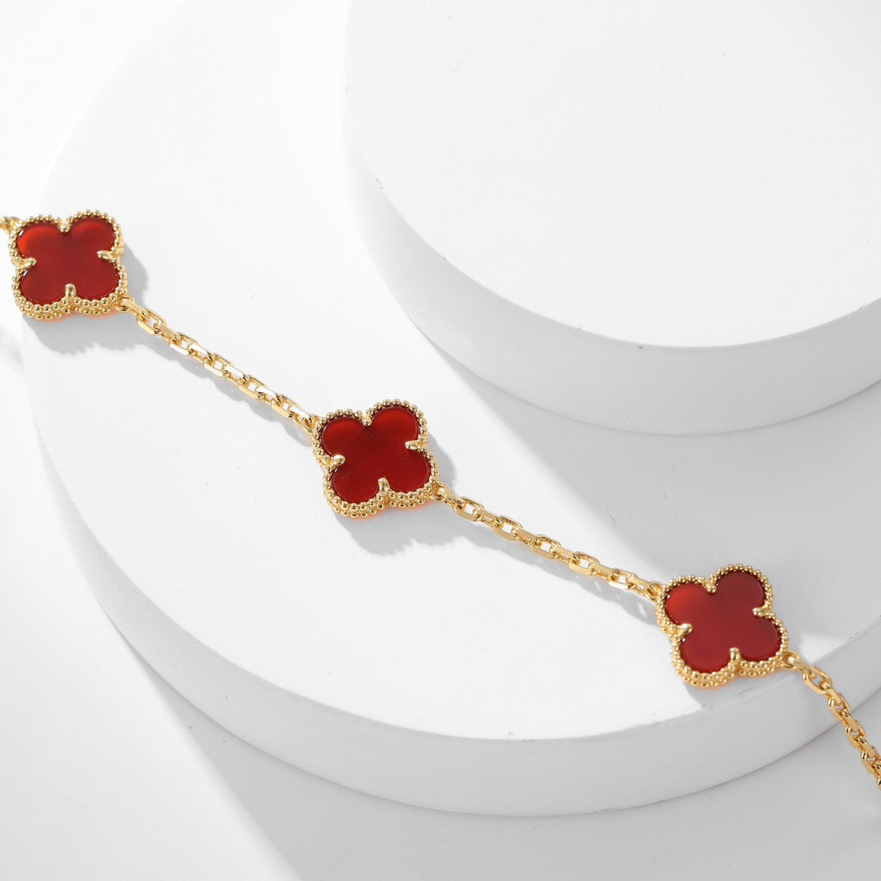 [Rose Jewellery]CLOVER 10 MOTIFS CARNELIAN NECKLACE