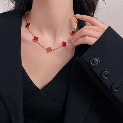 [Rose Jewellery]CLOVER 10 MOTIFS CARNELIAN NECKLACE