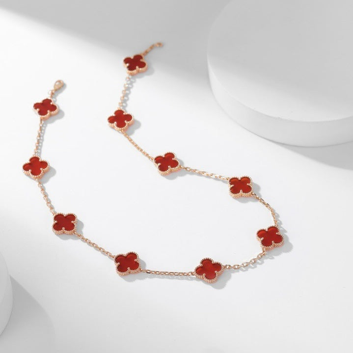 [Rose Jewellery]CLOVER 10 MOTIFS CARNELIAN NECKLACE