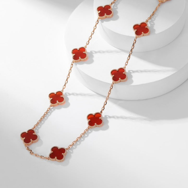 [Rose Jewellery]CLOVER 10 MOTIFS CARNELIAN NECKLACE