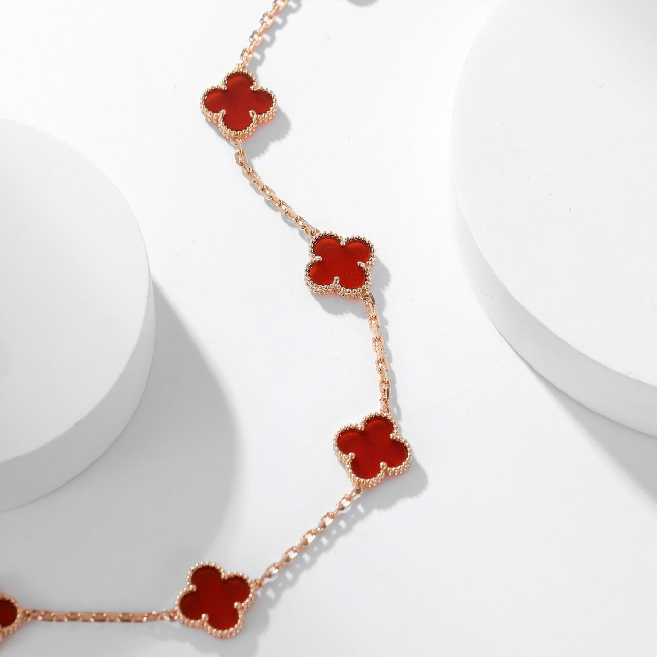 [Rose Jewellery]CLOVER 10 MOTIFS CARNELIAN NECKLACE