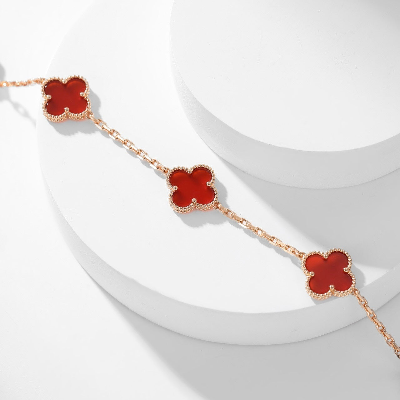 [Rose Jewellery]CLOVER 10 MOTIFS CARNELIAN NECKLACE