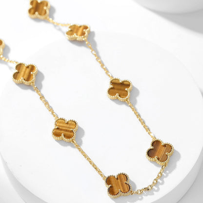 [Rose Jewellery]CLOVER 10 MOTIFS TIGER EYE NECKLACE