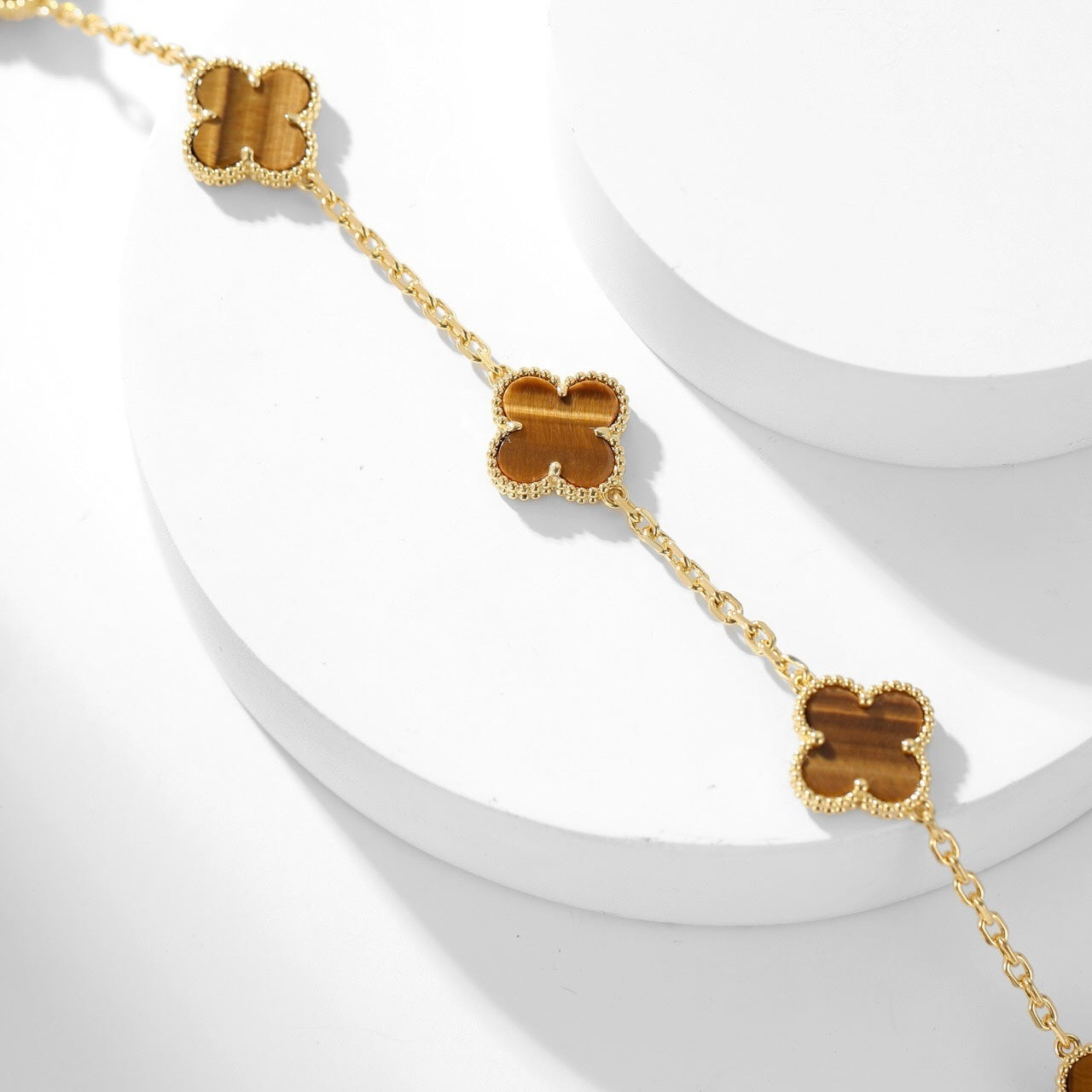 [Rose Jewellery]CLOVER 10 MOTIFS TIGER EYE NECKLACE