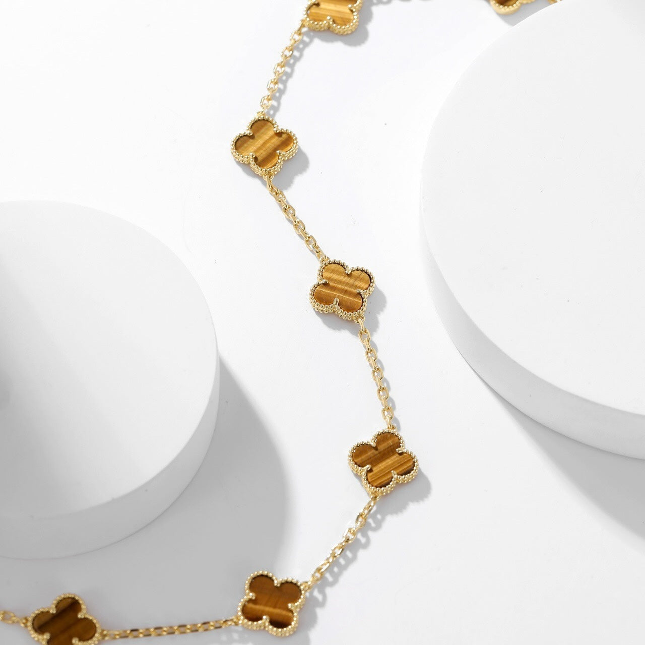 [Rose Jewellery]CLOVER 10 MOTIFS TIGER EYE NECKLACE