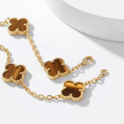 [Rose Jewellery]CLOVER 10 MOTIFS TIGER EYE NECKLACE